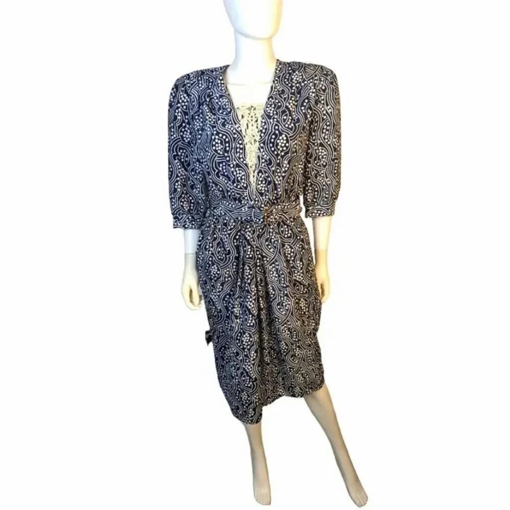 Vintage Berli Elegant Black and White Patterned Dress